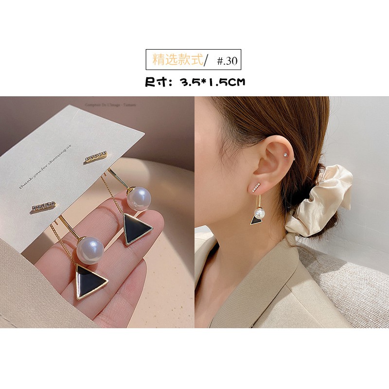 Bông Tai Mạ Bạc 925 Hình Quạt Dongdaemun Nhật Bản Hàn Quốc / Nhật Bản Đính Ngọc Trai Dáng Dài Phong Cách Retro Thời Gian Sản Xuất Bán Sỉ Cho Cặp Đôi