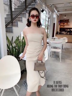 Váy 2 dây rúm eo khuy