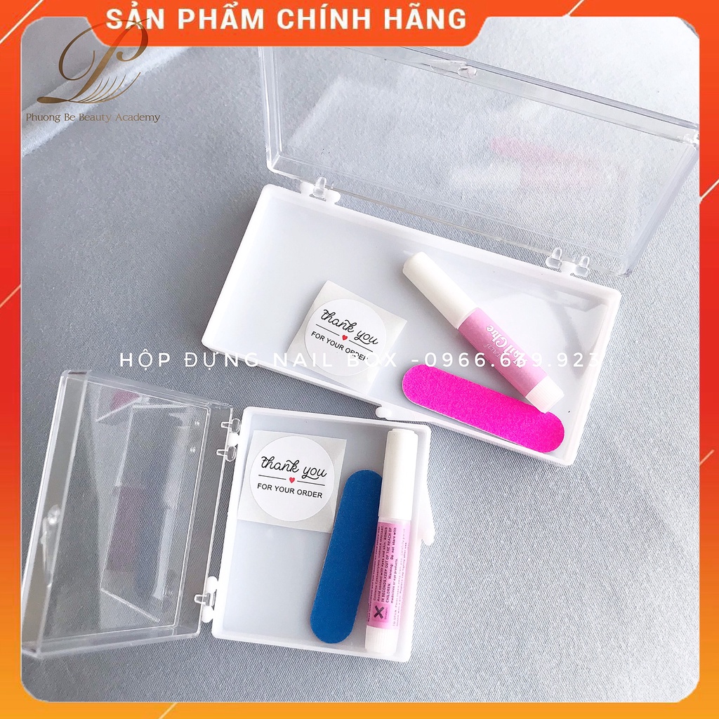 Hộp đựng nail box,móng up sẵn ,dũa ,keo dán móng mini full phụ kiện , hộp đựng fan mi