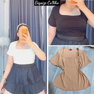 Áo thun tay ngắn cổ vuông bigsize, Áo thun bigsize nữ từ 60-90kg A9