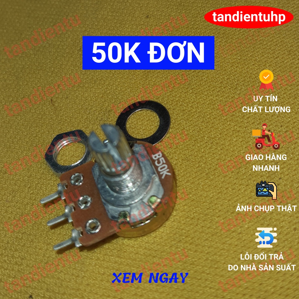5 CHIẾC CHIẾT ÁP, BIẾN TRỞ  ĐƠN : 15MM KÈM ỐC VẶN VÀ LÓT 1K, 2K, 5K, 10K, 20K, 50K, 100K, 250K, 500K