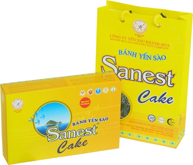 2 hop Bánh Sanest Cake-Công ty Yến sào Khánh hòa---loại bánh phủ Chôclate.