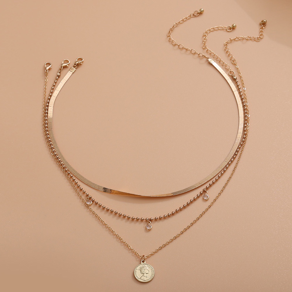 Vòng cổ Kim Loại Kiểu Xương Rắn Đính Đá Pha Lê Giả Đơn Giản Cá Tính Cho Nữ