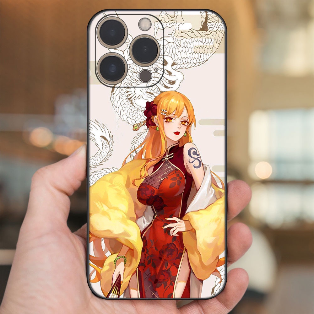 Ốp lưng iPhone 14 Pro dẻo đen cạnh vuông in hình Nami One Piece Đảo Hải Tặc