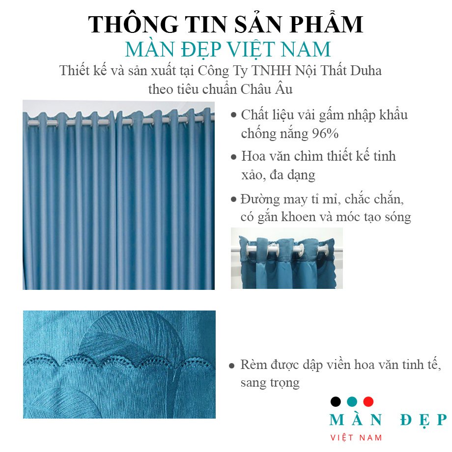 Rèm cửa sổ chính chống nắng ManDepVietNam, vải màn trang trí decor phòng ngủ treo tường Rc01