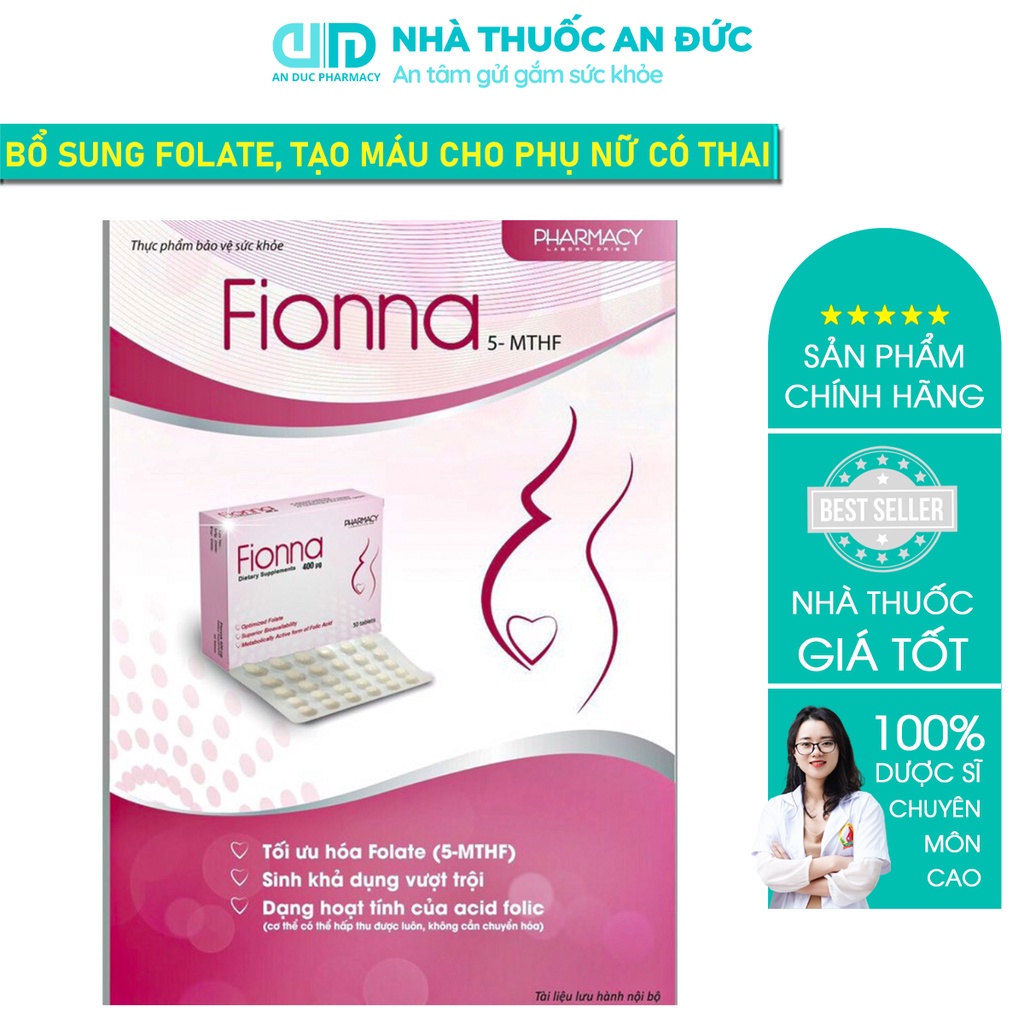 Bổ sung Acid folic Fionna (5-MTHF) - Hỗ trợ bổ máu, giúp trẻ phát triển khỏe mạnh về thể trạng, trí não dành cho mẹ bầu