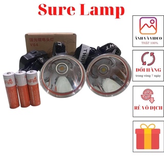 Đèn pin đội đàu siêu sáng, đèn đeo đầu pin rời V64 chóa 8cm
