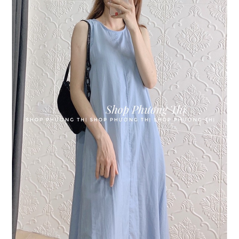 Váy ba lỗ suông chất thô trơn dáng xoè có túi - Đầm nữ maxi (hàng sẵn) | BigBuy360 - bigbuy360.vn