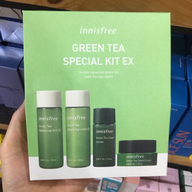 Set Kit FREESHIP Set dưỡng da trà xanh innisfree giảm mụn sạch sâu