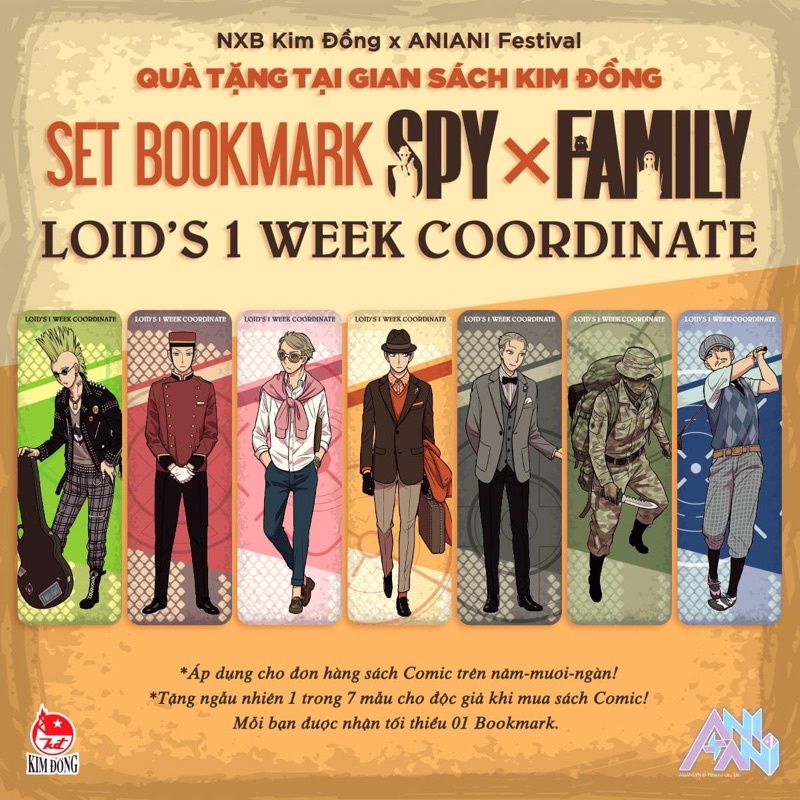 Bộ 7 Bookmark Spy x Family - Loid's 1 Week Coordinate - Aniani Festival