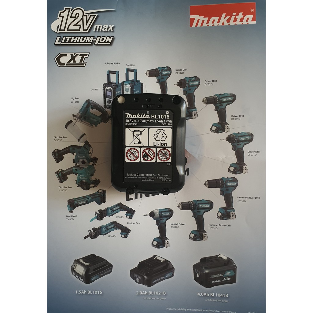 Pin Chính hãng Makita 12v max 1,5Ah
