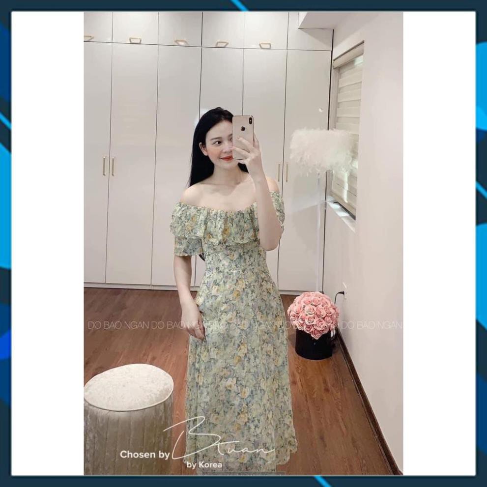 Váy Maxi Nữ, Đầm Hoa Trễ Vai Bèo Nhún Tầng Chất Voan Lụa 2 Lớp Mềm Mịn Cực Xinh. . | BigBuy360 - bigbuy360.vn