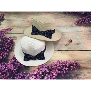 Nón cói vành nhỏ nơ chấm bi
