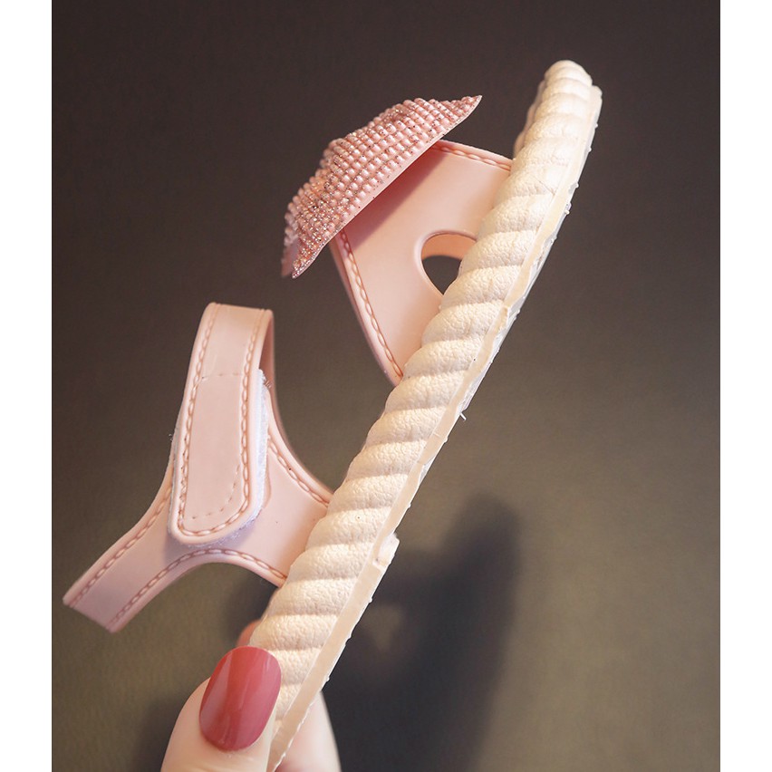 sandal bé gái Giày công chúa đính nơ đế mềm mại thiết kế hở ngón thời trang đi biển cho bé gái
