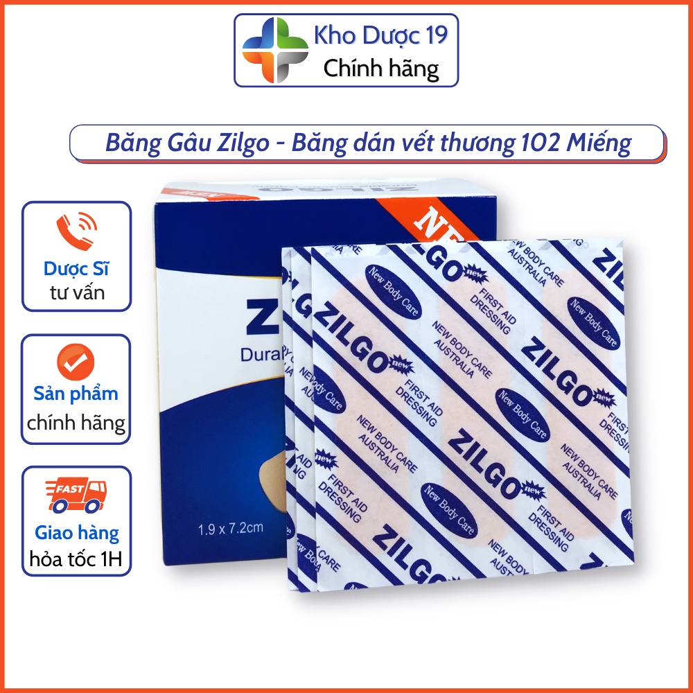Băng Gâu ZILGO Hộp 102 Miếng Dán Vết Thương, Băng Cá Nhân Urgo, Băng Y Tế Sơ Cứu Vết Thương