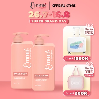 Combo 2 tuyp Kem Dưỡng Trắng Da Cho Mặt Và Cơ Thể 250ml Emmié By Happy Skin
