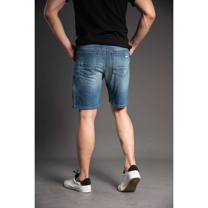 Quần Short Jean Nam Cạp Chun Rách H90 Chất Bò Co Giãn Ống Đứng J017