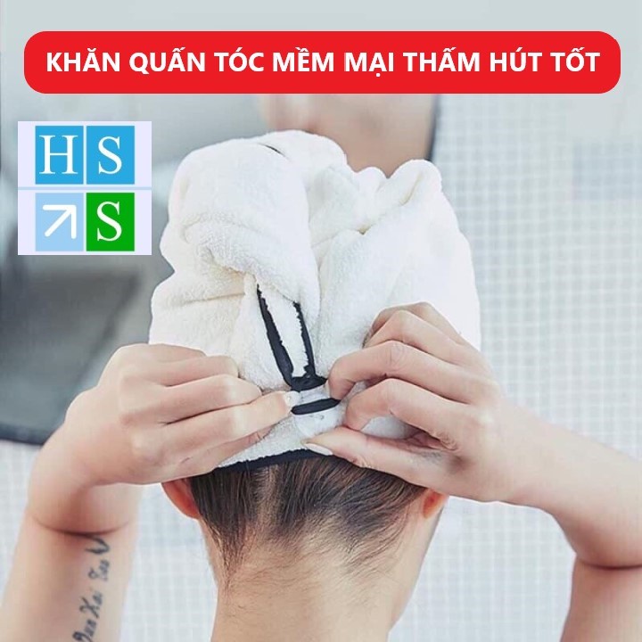 Khăn ủ tóc cotton mềm siêu thấm hút, khô tóc nhanh, quấn ủ hấp tóc tiện lợi - HS Shop Thủ Đức