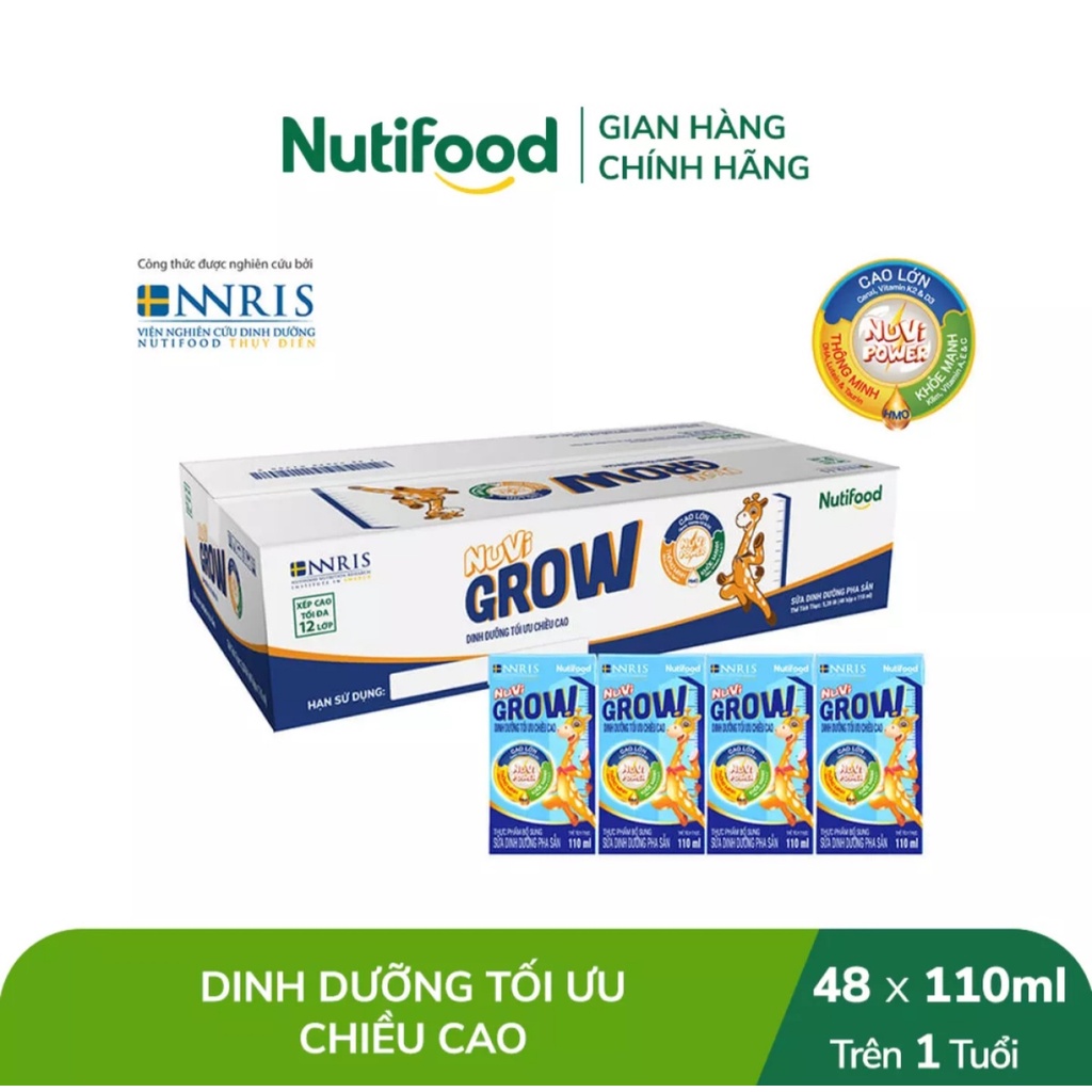 [HSD T12-2022] Combo 2 Thùng 96 Hộp Sữa Bột Pha Sẵn NUVI GROW 110ml