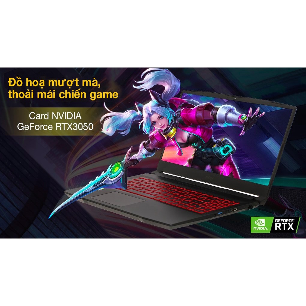 Laptop MSI Katana Gaming GF66 11UC i7 11800H/8GB/512GB/4GB RTX3050/144Hz