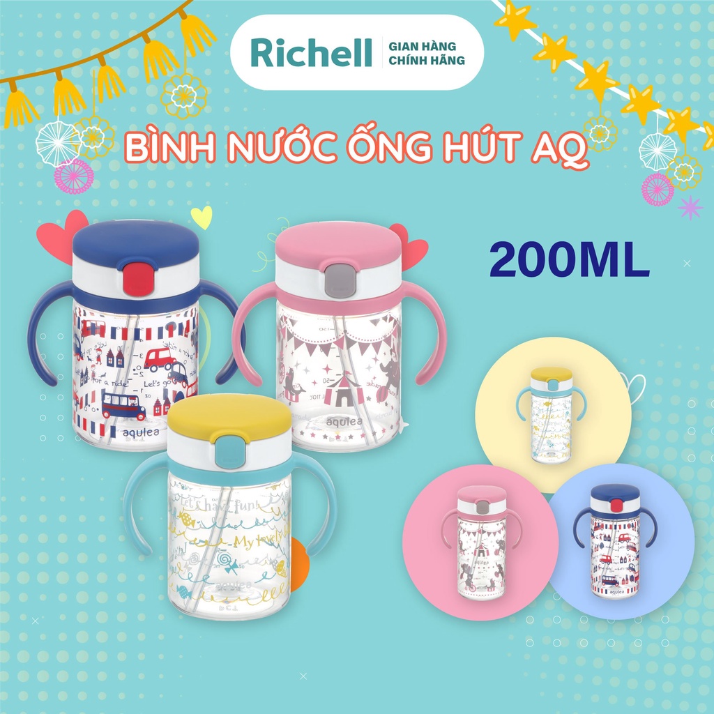 Bình ống hút AQ Richell Nhật Bản chống sặc 200ml Baby