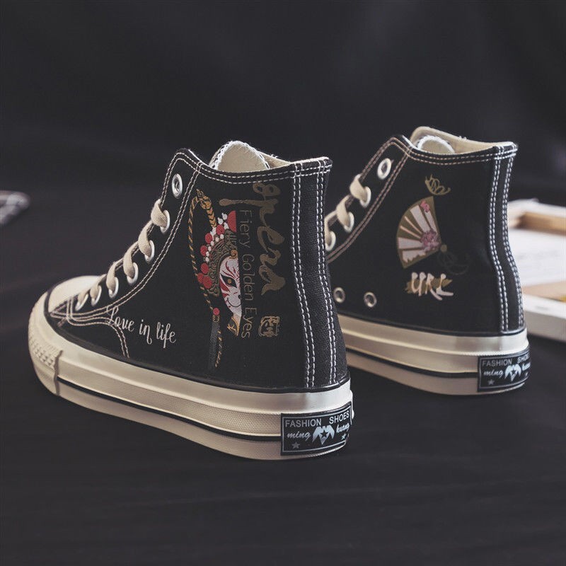 Giày Vải Canvas Cổ Cao In Họa Tiết Graffiti Kiểu Retro Thời Trang Mùa Thu 2020 Cho Học Sinh | BigBuy360 - bigbuy360.vn