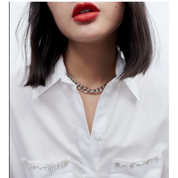 Zara Áo Sơ Mi Dài Tay Phối Túi Thời Trang Mùa Xuân 2022 3666058Áo blouse