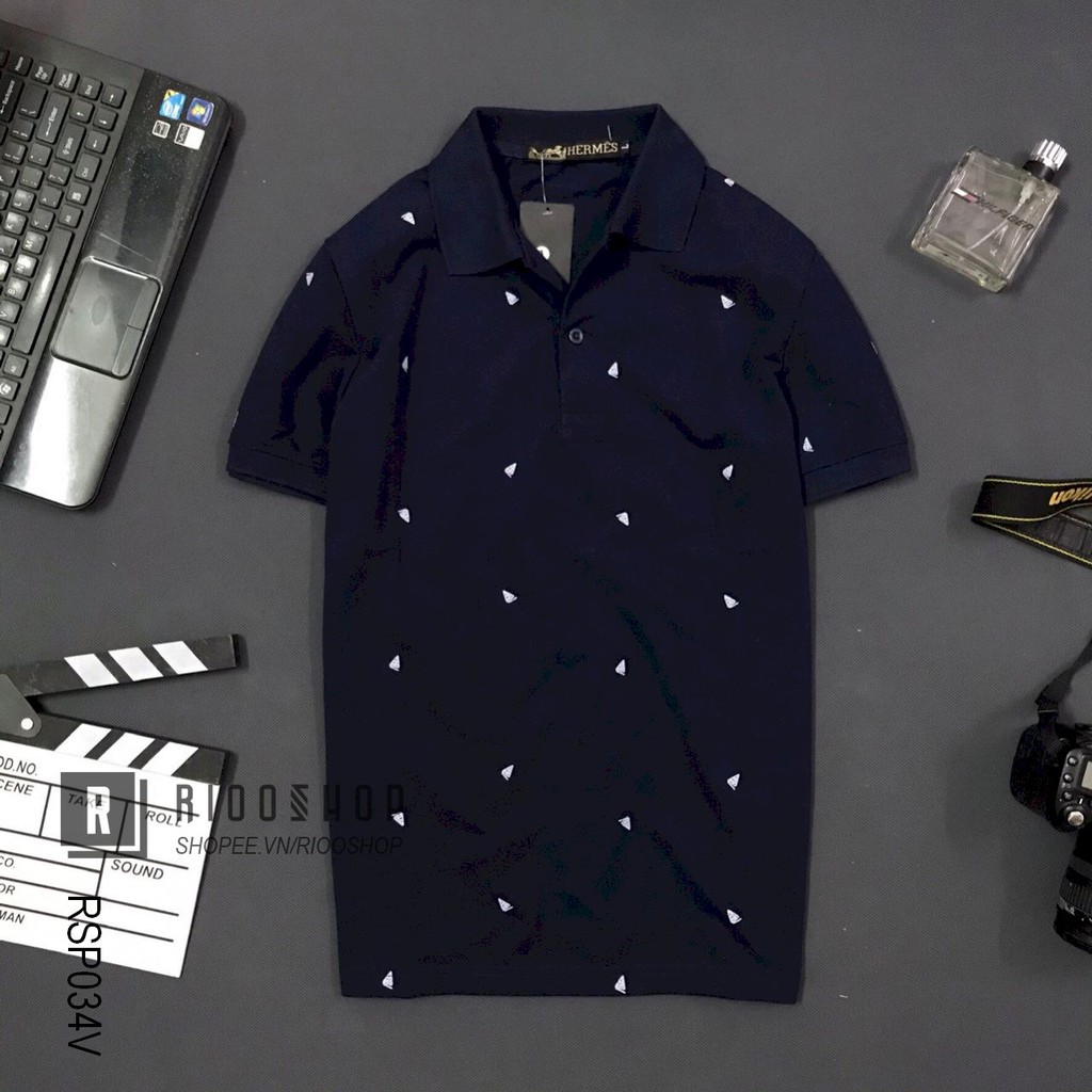 Áo thun nam có cổ họa tiết lá bay cực đẹp RSP034 - áo phông nam đẹp Riooshop | BigBuy360 - bigbuy360.vn