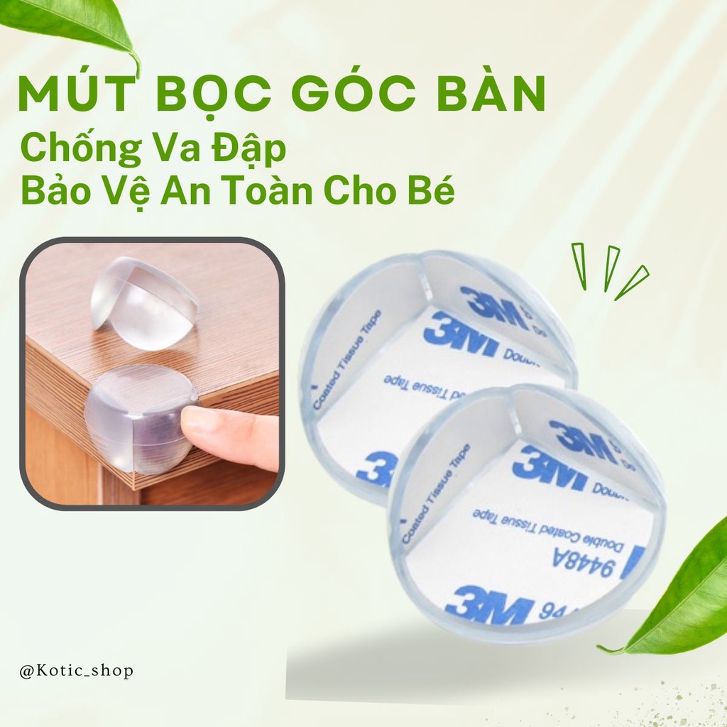 Set 4 Mút Bọc Góc Bàn Trong Suốt Chống Va Đập Dụng Cụ Nẹp Góc Miếng Dán Chắc Chắn Bảo Vệ An Toàn Cho Bé Kotic_shop