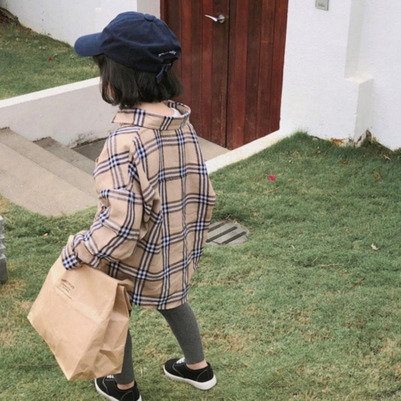 Áo sơ mi caro tay dài cho bé gái