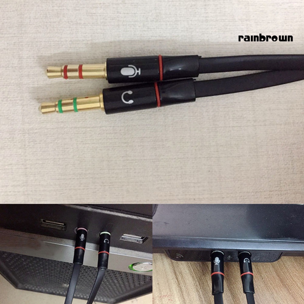 Cáp chia tai nghe micro chuyển đổi cổng sang 2 đầu 3.5mm dạng chữ Y