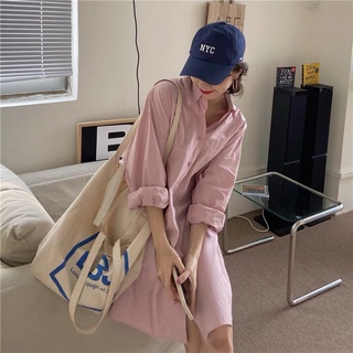 mie studio - Đầm sơ mi dáng rộng thiết kế đơn giản