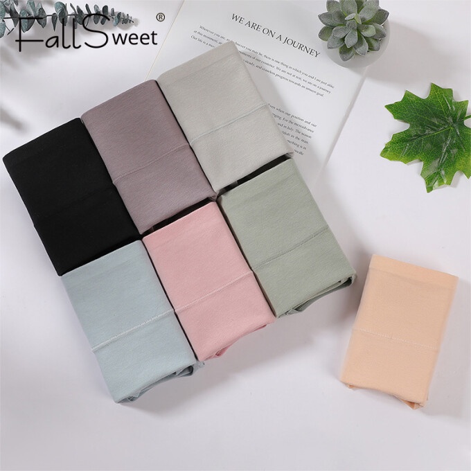 Bộ 2 cái quần lót FallSweet lưng cao bằng cotton mềm màu cơn cỡ M-2XL cho nữ