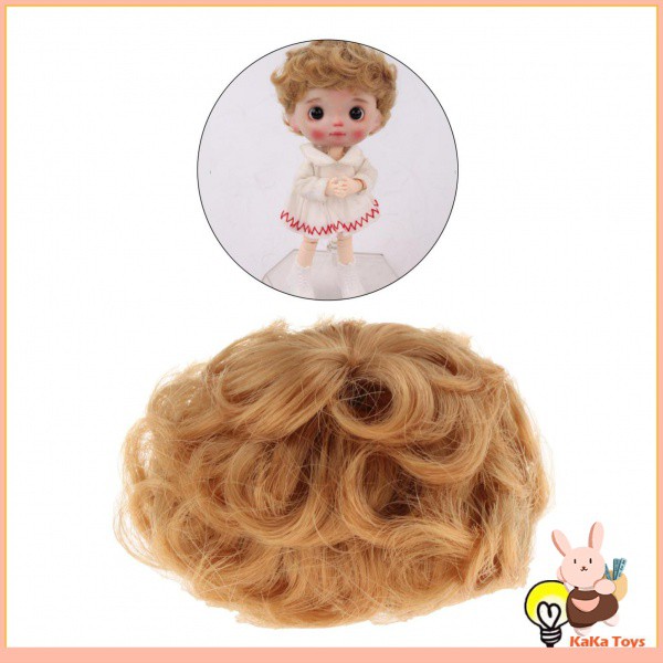 8-point doll wig short yellow curly hair