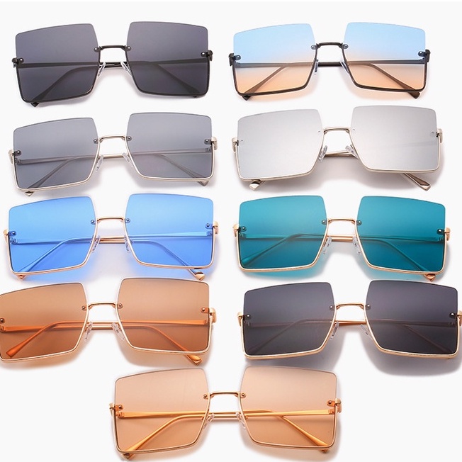 Kính Mát Vuông Chống Tia UV400 Phong Cách Hàn Quốc