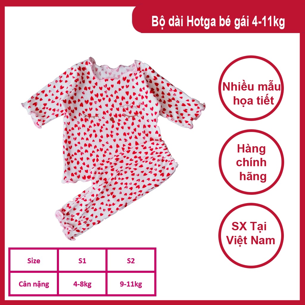 35k Bộ Dài Tay Bé Gái HOTGA 4-11kg