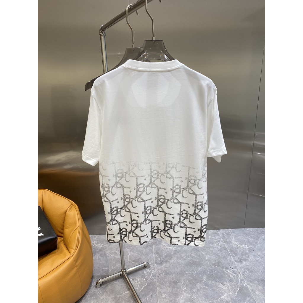 Áo thun cotton tay ngắn thêu họa tiết DIOR thời trang