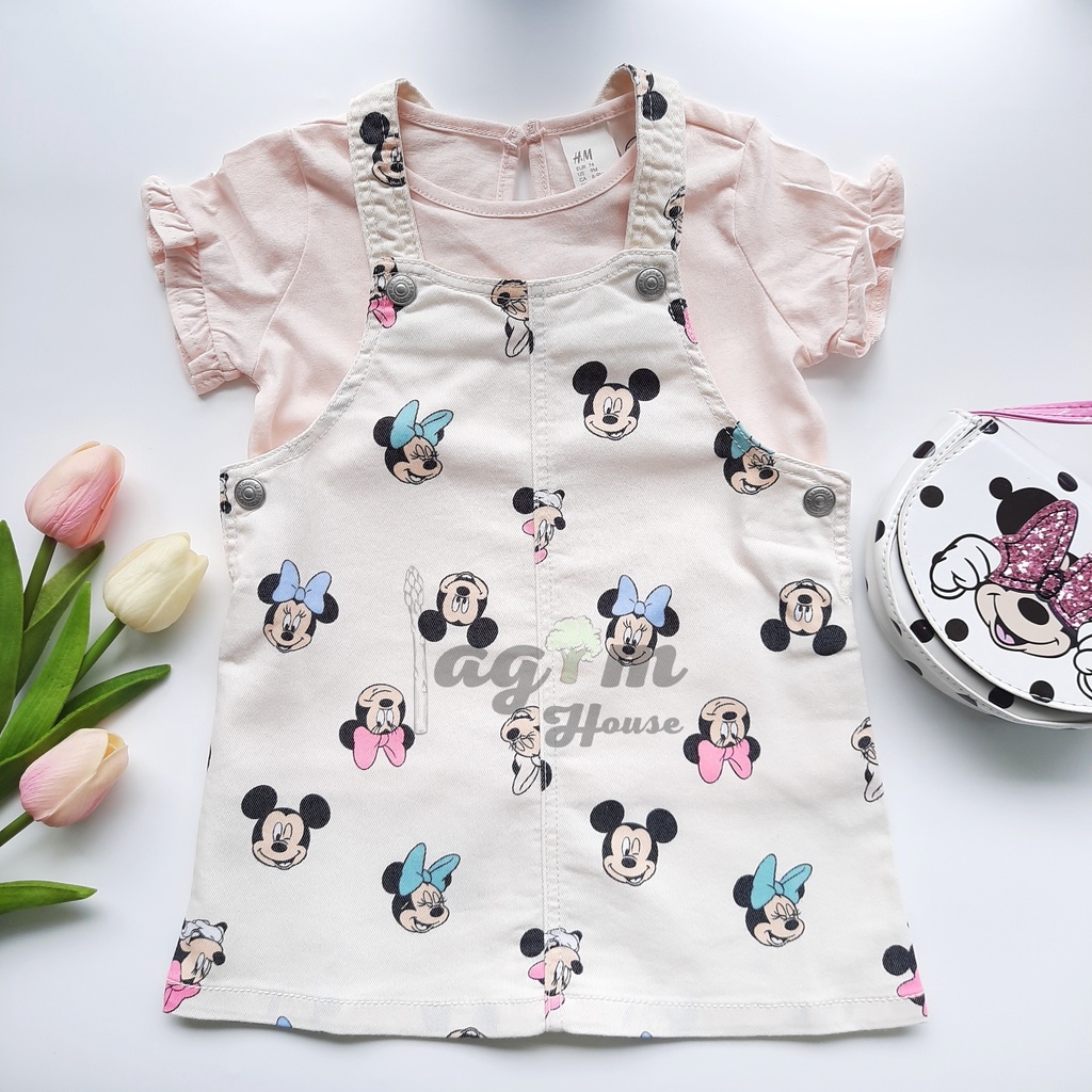 Set váy yếm mickey kèm áo HM cho bé gái 8-14kg - Lagim House