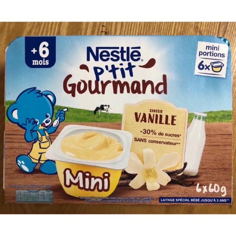 [Date 30/6/2022] Váng sữa Nestle nội địa Pháp 6x60g/vỉ vị vani