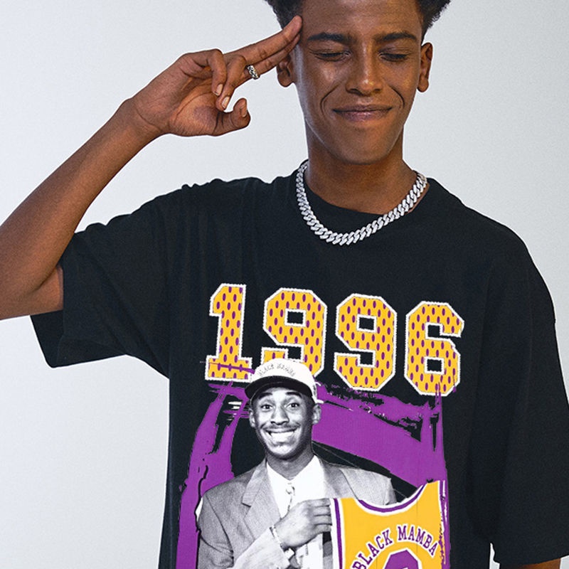 Áo Thun Tay Ngắn Màu Đen In Hình kobe 1996 Phong Cách vintage Mỹ