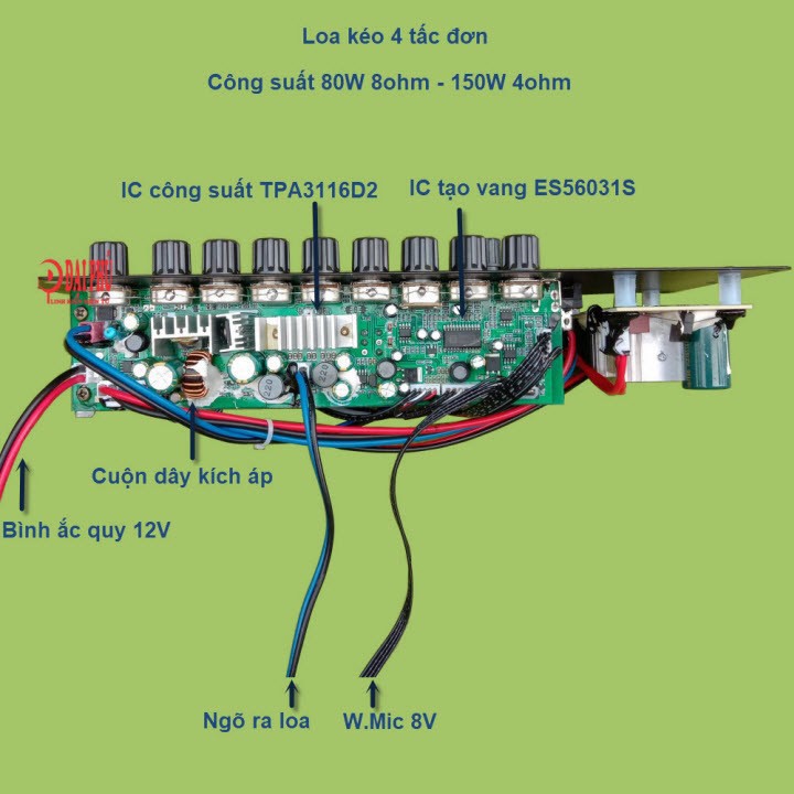 Mạch loa kéo TPA3116D2 150W 4 tấc đơn 3 đường tiếng