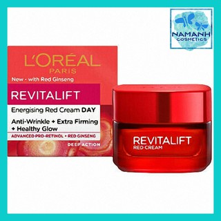Kem dưỡng da nhân sâm và retinol giúp da săn chắc và sáng khỏe L'Oreal Paris Revitalift Energising Red Day Cream 50ml