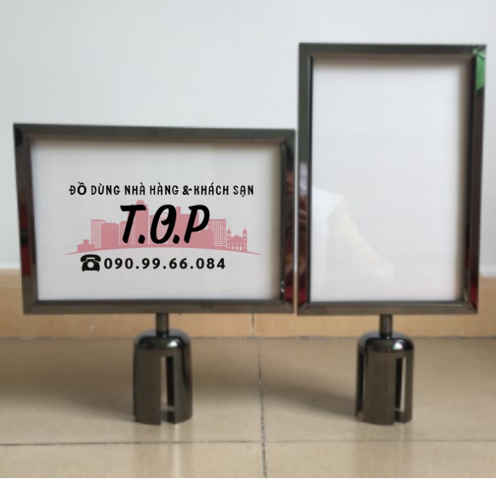 *Đủ size, đủ màu* Bảng cắm cột chắn, Bảng thông báo cắm trên đầu cột chắn inox khổ A4, A5, A3