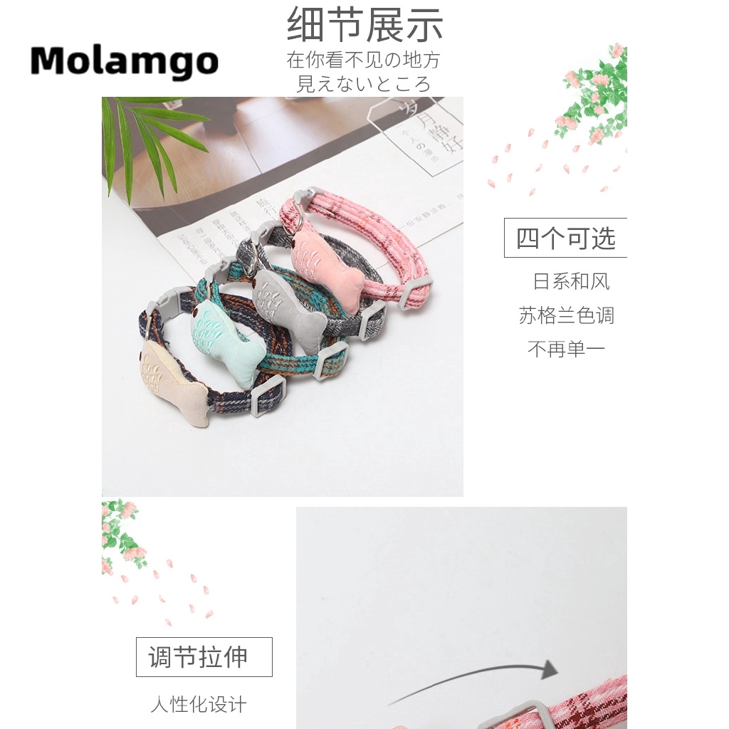 MOLAMGO  Vòng Cổ Thêu Mặt Hình Cá Đáng Yêu Dành Cho Thú Cưng