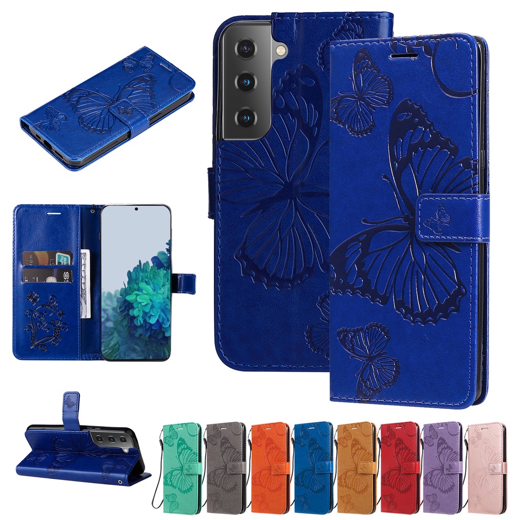 Bao da điện thoại họa tiết bướm dập nổi cho Samsung S22 Plus/Note 20 Ultra
