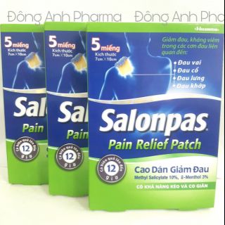 (❣️❣️❣️-5% LN cho quỹ Vacxin Covid19) Miếng dán Salonpas kích thước lớn 7x10cm (bịch 5 miếng) - Đông Anh Pharmart