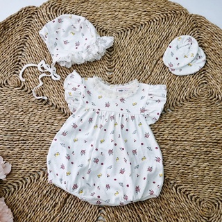 Váy body Cánh Tiên Hoa Nhí Cho Bé Gái Sơ Sinh Kèm Mũ và Tất Chân - Váy thôi nôi, đầy tháng cho bé - LUMOS KIDS