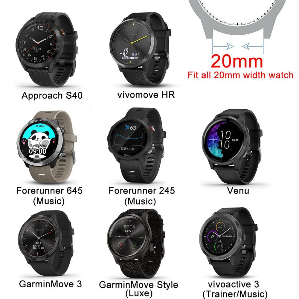 MYRONGVN Dây Đeo Thay Thế 20mm Cho Garmin Vivoactive 3 Vivomove Venu Forerunner 645 245