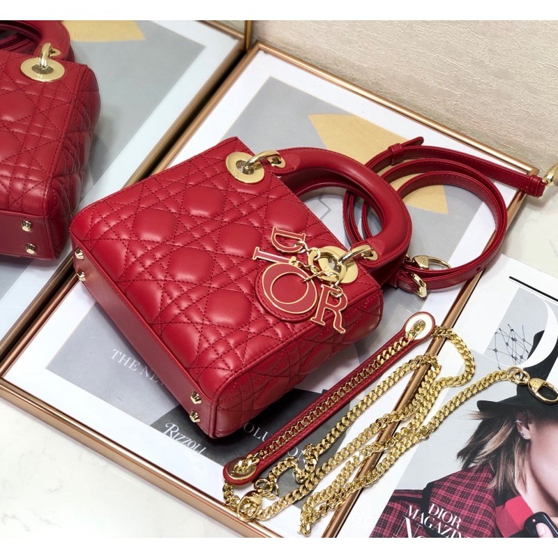 Túi xách nữ da thật cao cấp thương hiệu Lady Dior CD mini size 17 hàng vip 1-1