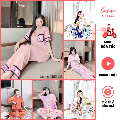 Bộ ngủ Lụa MANGO IN 3D Có Túi Quần Tay Ngắn Quần Dài Cực Xinh FREESIZE < 58kg Bộ Pijama giá rẻ